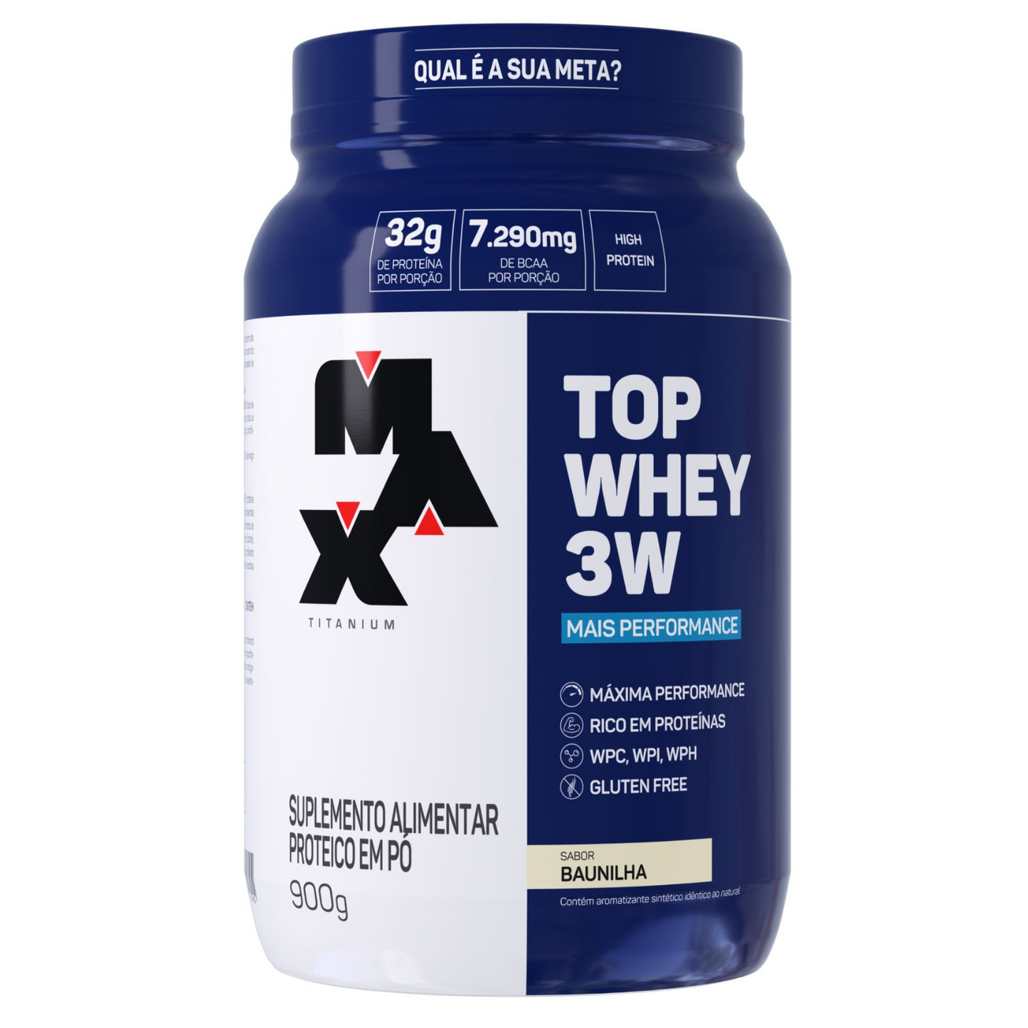 Top Whey 3W + Performance 900G Max Titanium - Sabor Baunilha