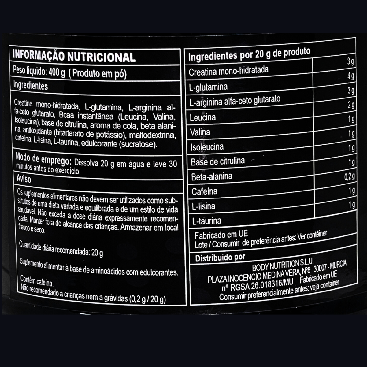 Pré Treino BLACK SPEED 400G