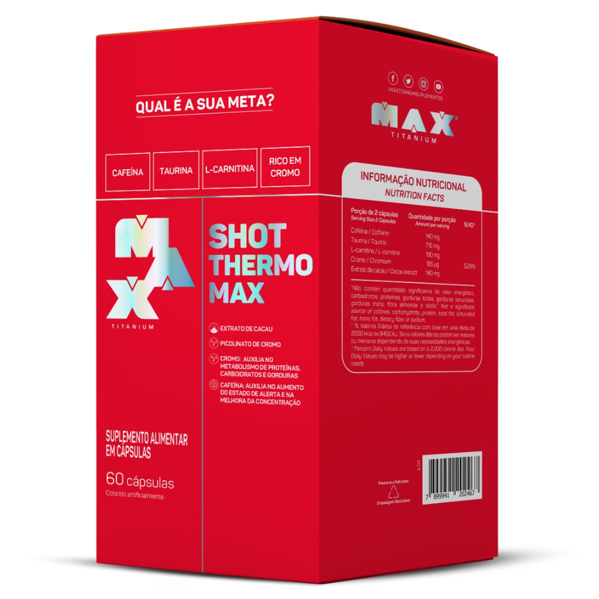 Shot Thermo Max 60 Caps - Max Titanio